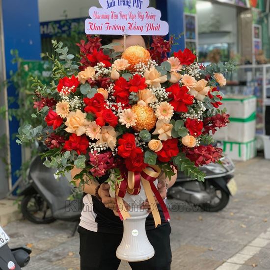 Bình cúc mẫu đơn , hoa hồng - BI203