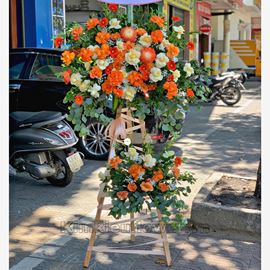 Kệ hoa cúc mẫu đơn cam, hồng cam - KH139