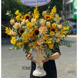 Bình hoa hướng dương, hồng vàng- BI10