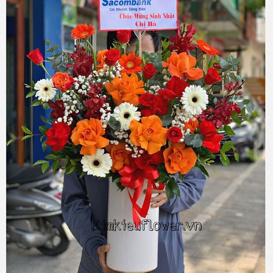 Bình hoa hồng đỏ,cam - BI213