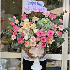 Bình hoa hồng, cẩm tú cầu - BI216