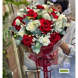 Picture of Bó hoa chúc mừng tone đỏ bó tròn - HB1176