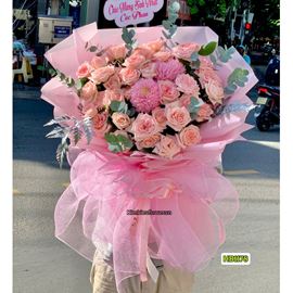 Picture of Bó hoa chúc mừng tone hồng - HB1178