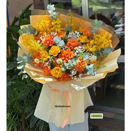 Picture of Bó hoa chúc mừng tone vàng cam - HB1182