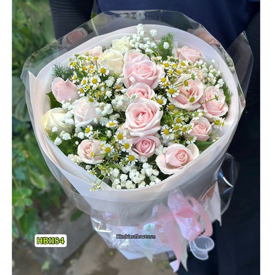 Picture of Bó hoa chúc mừng tone hồng kiểu bó tròn - HB1184