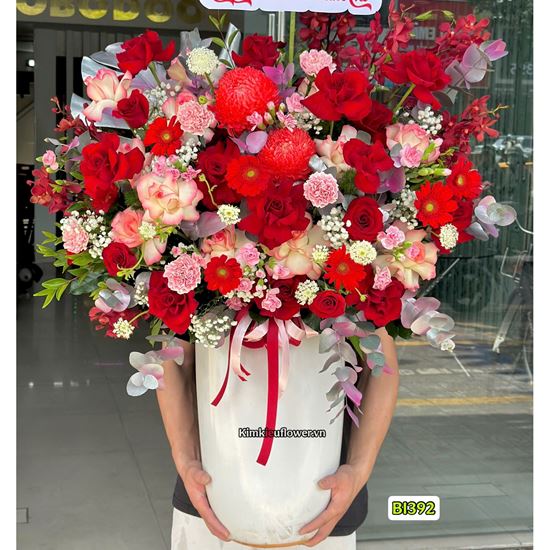 Picture of Bình hoa chúc mừng tone đỏ hồng - BI392