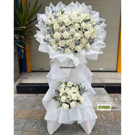 Picture of Kệ hoa chia buồn tone trắng - KV380