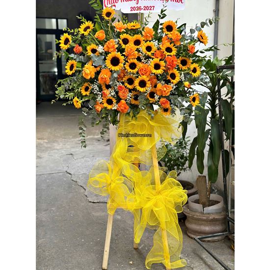 Picture of Kệ hoa chúc mừng tone vàng cam - KH642
