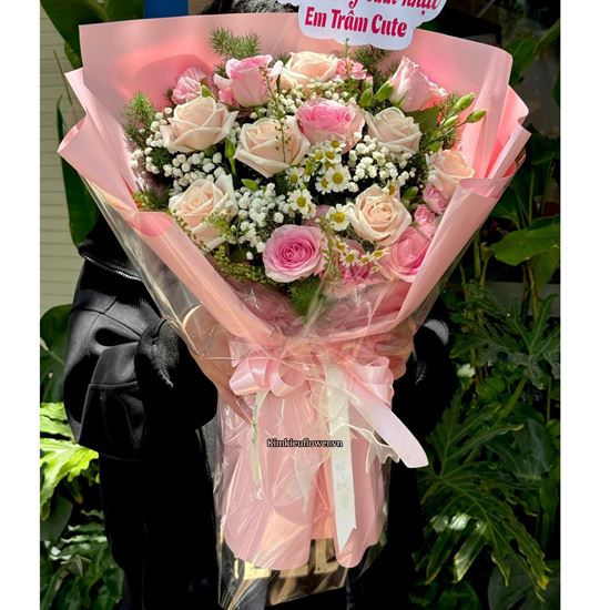 Picture of Bó hoa chúc mừng tone hồng - HB1185