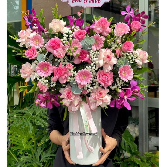 Picture of Bình hoa chúc mừng tone hồng - BI398