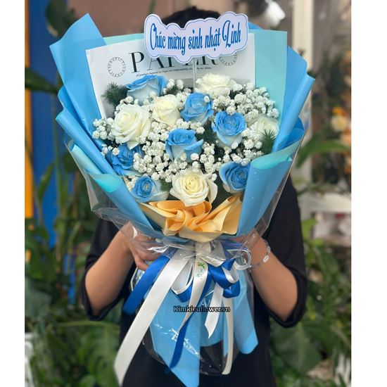 Picture of Bó hoa chúc mừng tone xanh - HB1189