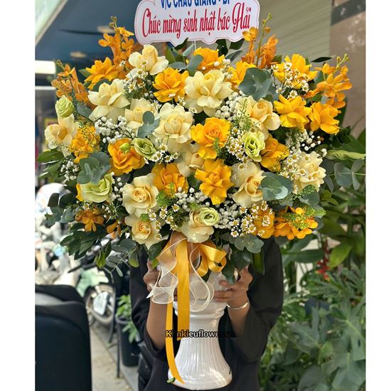 Picture of Bình hoa chúc mừng tone vàng -BI399