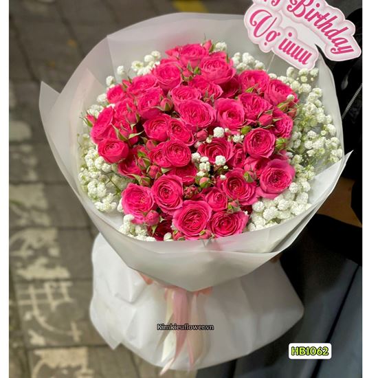 Picture of Bó hoa chúc mừng hồng chùm Sophia mix baby - HQ37