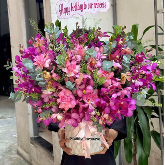 Picture of Bình hoa chúc mừng tone tím hồng - HQ68