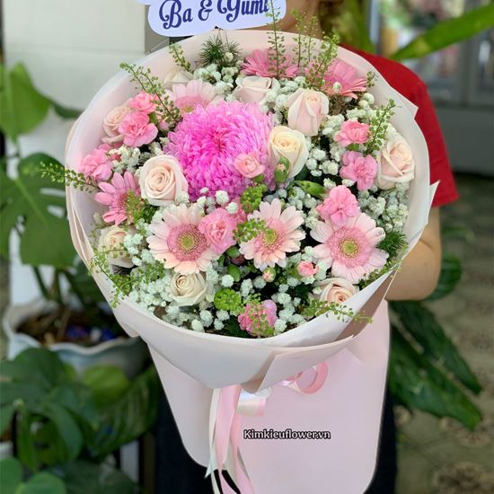 Picture of Bó hoa chúc mừng tone hồng - HQ70