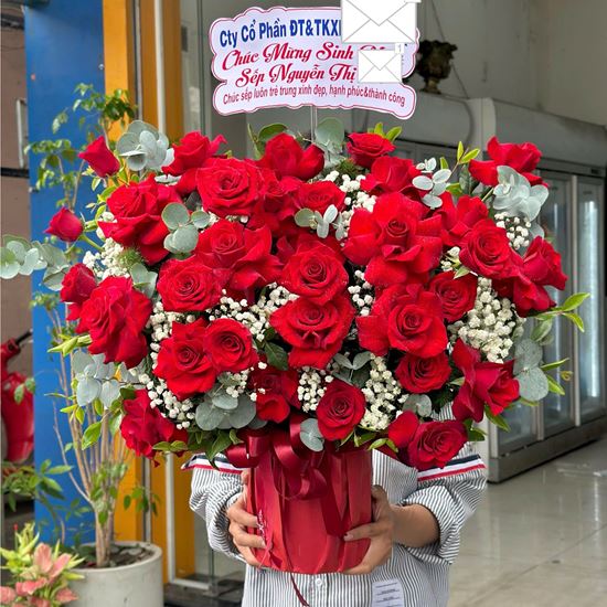 Picture of GIỏ hoa chúc mừng tone đỏ - HQ84