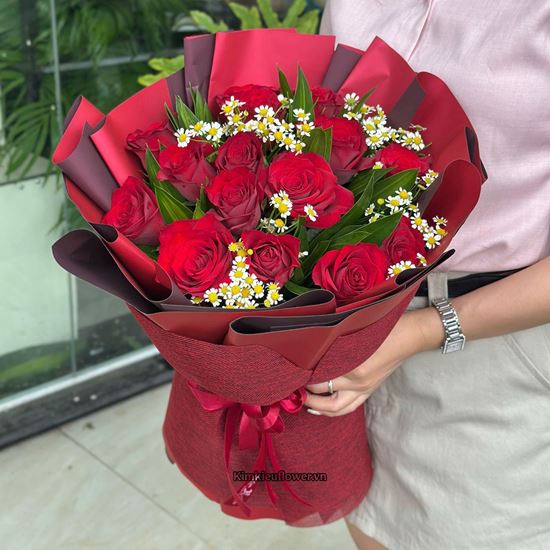 Picture of Bó hoa chúc mừng tone đỏ - HQ100
