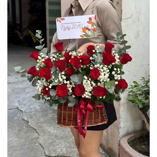 Picture of Giỏ hoa chúc mừng tone đỏ - HG1088