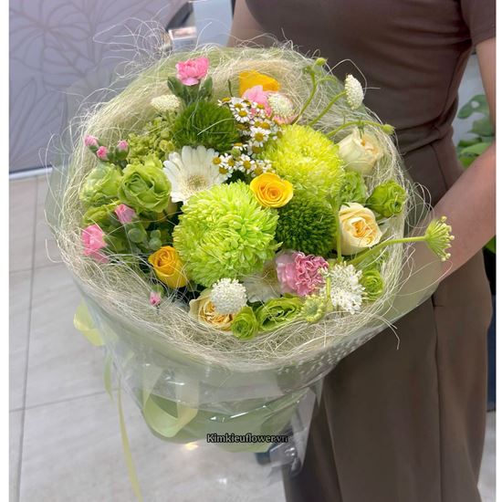 Picture of Bó hoa chúc mừng tone xanh lá - HB1197