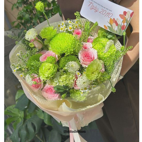 Picture of Bó hoa chúc mừng tone xanh lá cây - HB1198