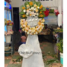 Vòng hoa viếng hoa hồng, lan vàng - KV124