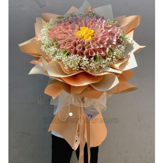 Bó hoa tiền, hoa hồng vàng, baby - HT02