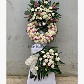 Vòng hoa hồng trắng, lan tím - KV127