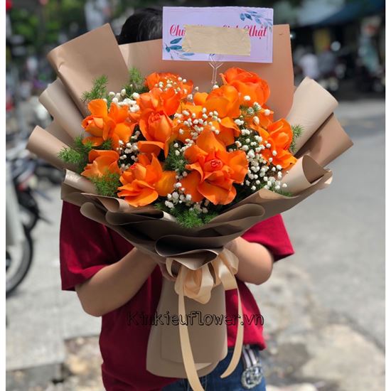 Bó hoa hồng cam quốc vương - HB367