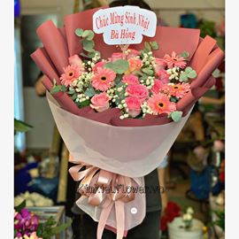 Bó hoa hồng , đồng tiền nhí - HB369