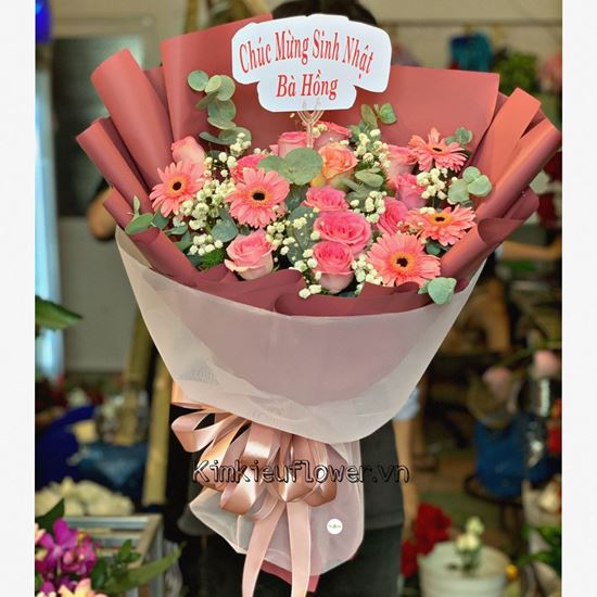 Bó hoa hồng , đồng tiền nhí - HB369