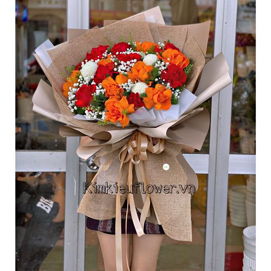 Bó hoa hồng đỏ, pingpong - HB370