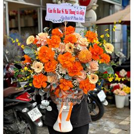 Bình hoa hồng cam quốc vương, lan vũ nữ - BI219