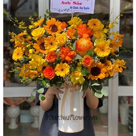 Bình hoa cúc mẫu đơn, hoa hồng - BI220