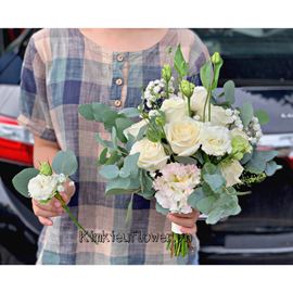 Bó hoa cưới cát tường, hồng trắng - HC58