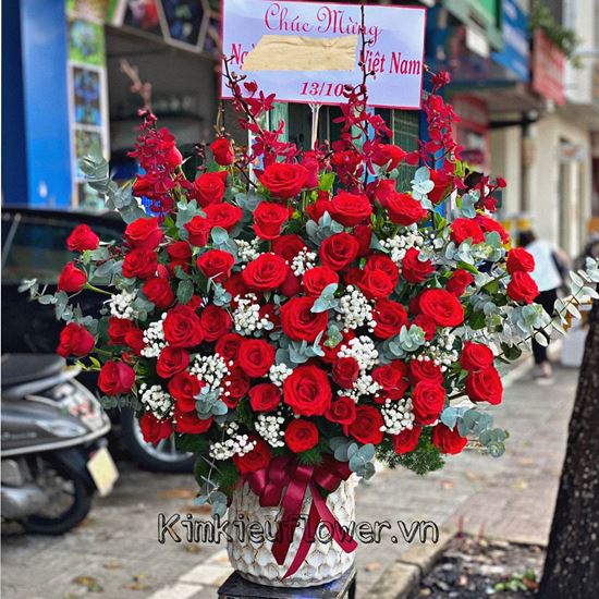 Bình hoa hồng đỏ, lan đỏ - BI222