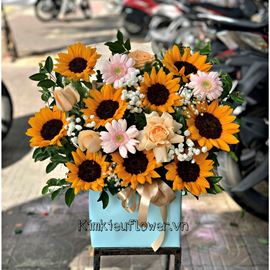 Giỏ hoa hướng dương, hoa hồng - HG406