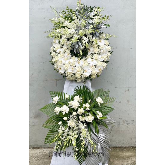 Vòng viếng hoa hồng, lan hồ điệp - KV130