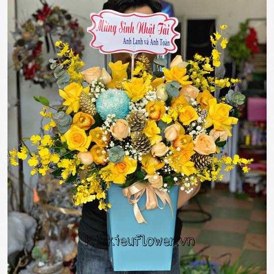 Giỏ hoa lan vũ nữ, hoa hồng - HG508