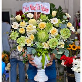 Bình hoa cúc mẫu đơn, hoa hồng - BI228