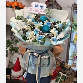 Bó hoa cúc mẫu đơn, hoa hồng - HB269