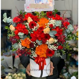 Hộp hoa hồng cam, đỏ - HG511