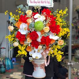 Bình hoa hồng đỏ, lan hồ điệp - BI230