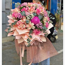 Bó hoa hồng hỷ trứng, cúc mẫu đơn - HB413