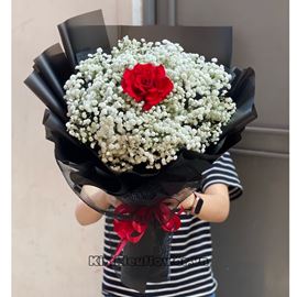 Bó baby 1 hoa hồng ĐỎ ở giữa - HB417