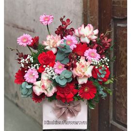 Giỏ hoa chúc mừng đỏ, hồng - HG515