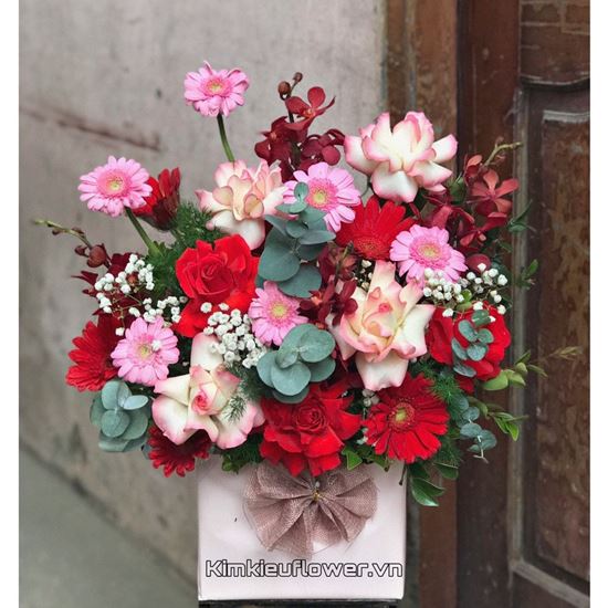 Giỏ hoa chúc mừng đỏ, hồng - HG515