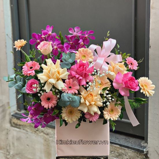 Giỏ hoa hồng dâu, mỡ gà - HG520