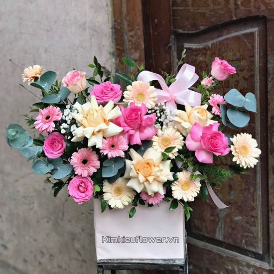 Giỏ hoa hồng dâu, mỡ gà - HG527