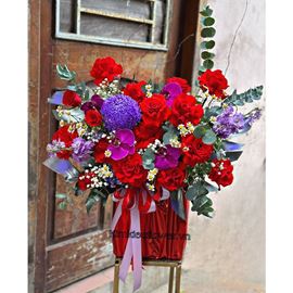 Hộp hoa hồng đỏ, phi yến tím - HG340 