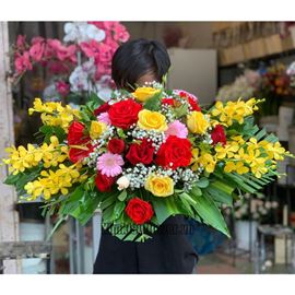 Đĩa hoa hồng , lan vàng - ĐH12